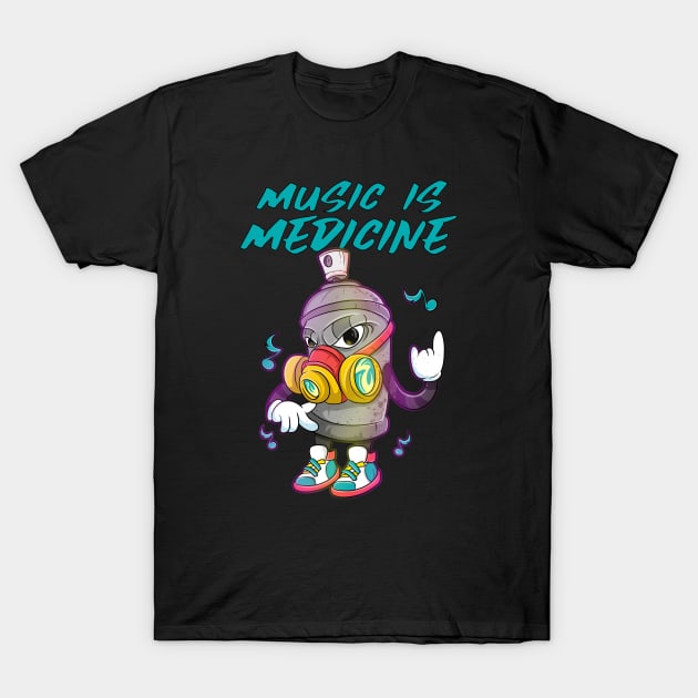 Cool Cartoon Music Graffiti T-Shirt by Trendy Black Sheep